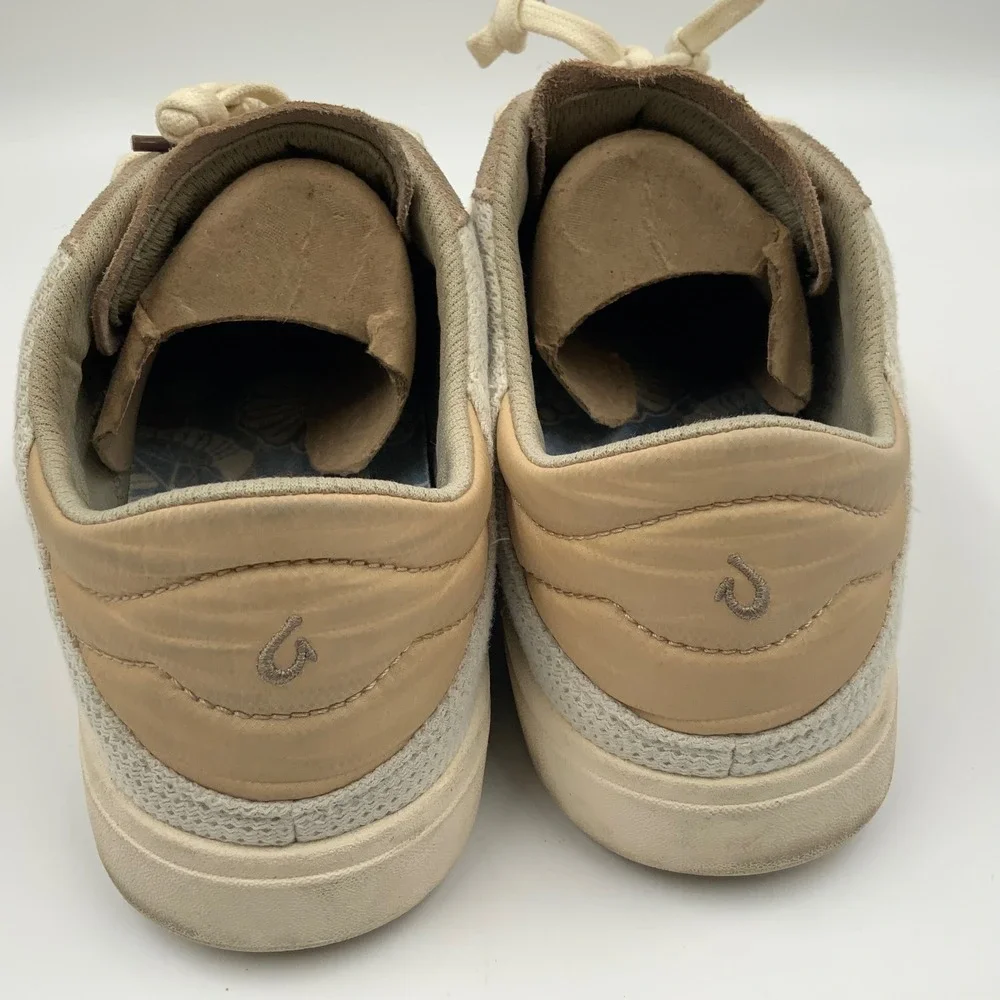 OluKai Pehuea Li Womens Mesh Suede Sneakers Tan Beige 20379-4040